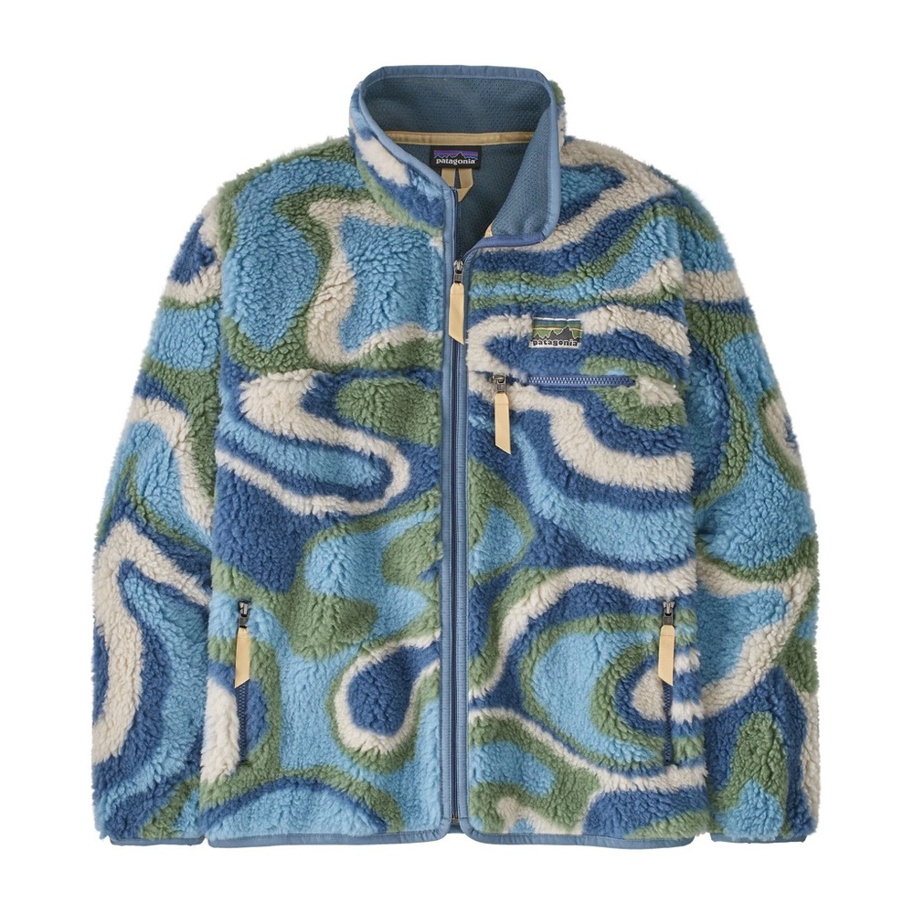Patagonia Fleece Jacket with Blue and Green Swirls